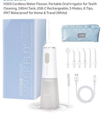 Cordless Water Dental Flosser 300ML IPX7 Oral Irrigator with 5 Tips Rechargeable