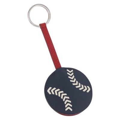 HERMES Baseball Key Ring Leather Navy Silver Auth bs35720V