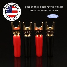 4pcs Gold Plated Y Spade Terminal Connector HiFi Audio Speaker Cable Plug