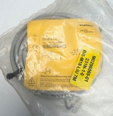 Turck Bi5-M18-LiU Inductive Proximity Sensor, 7m, 15...30VDC, 5mm, w/o thread