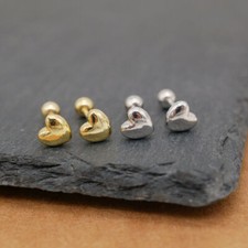 925 Sterling Silver Tiny Heart Stud Helix Tragus Earrings A4162