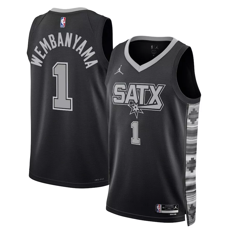 Victor Wembanyama #1 San Antonio Spurs Maillot de Basket Cousu Blanc