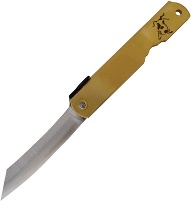Higonokami Warikomi Ox Brass Folding Blue Paper Steel Pocket Knife ZOD07