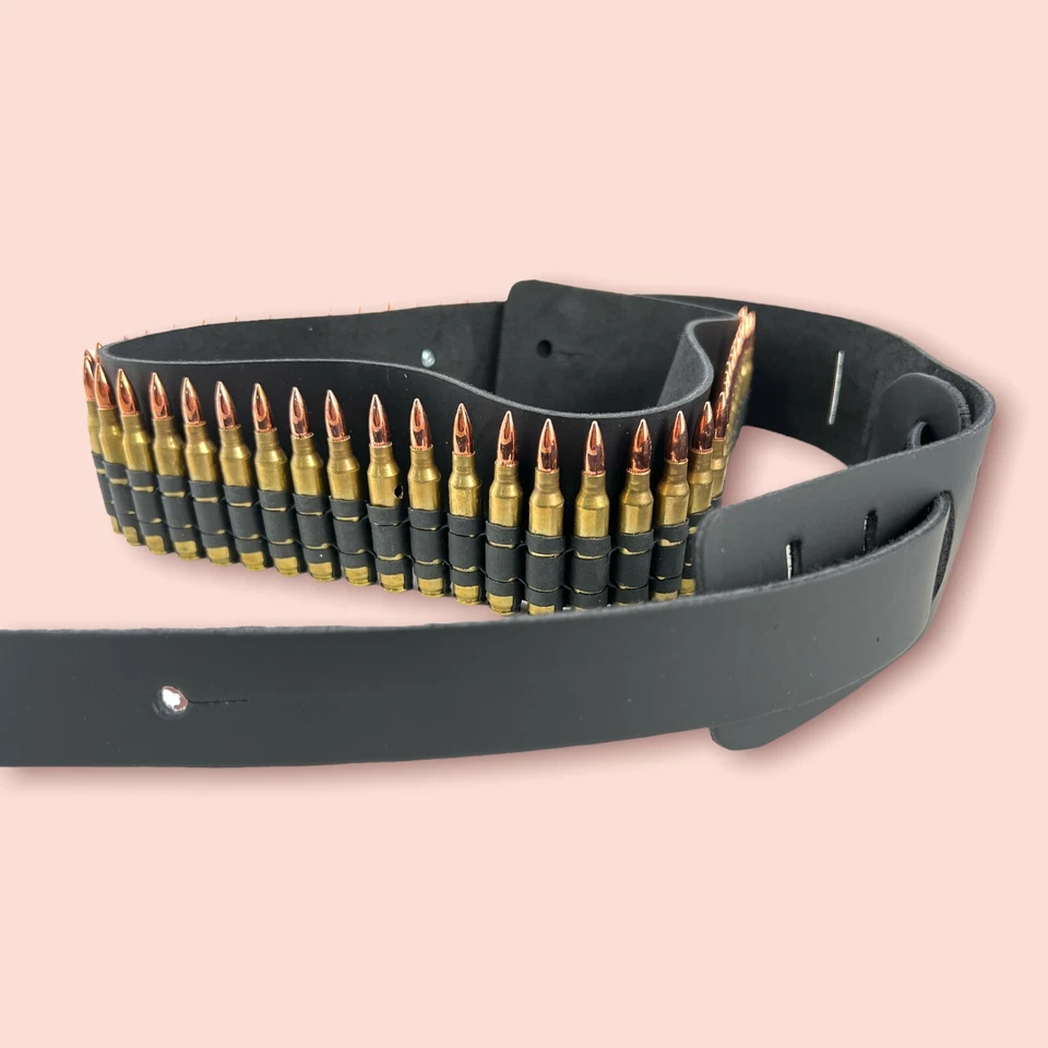 Correa de guitarra de latón Brass Bullet 50 Link cuero genuino punk rock thrash EE. UU. Foto 3 de 4