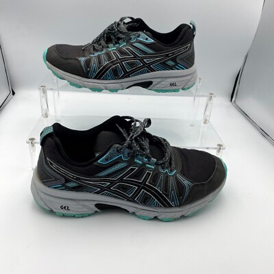 Asics Gel Venture 7 1012A682 Women 8W Sneaker Black Teal Athletic Running Shoes
