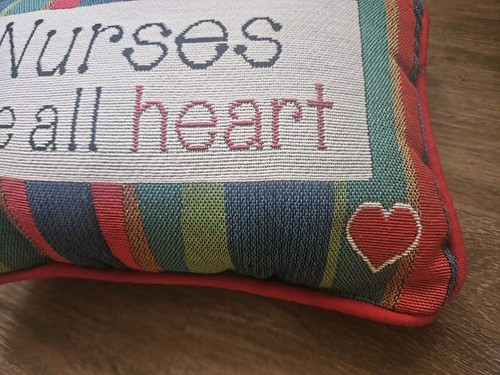 Nurse Decorative Tapestry Throw Pillow Nurses are all Heart Striped RN CNA Gift - Picture 3 of 8