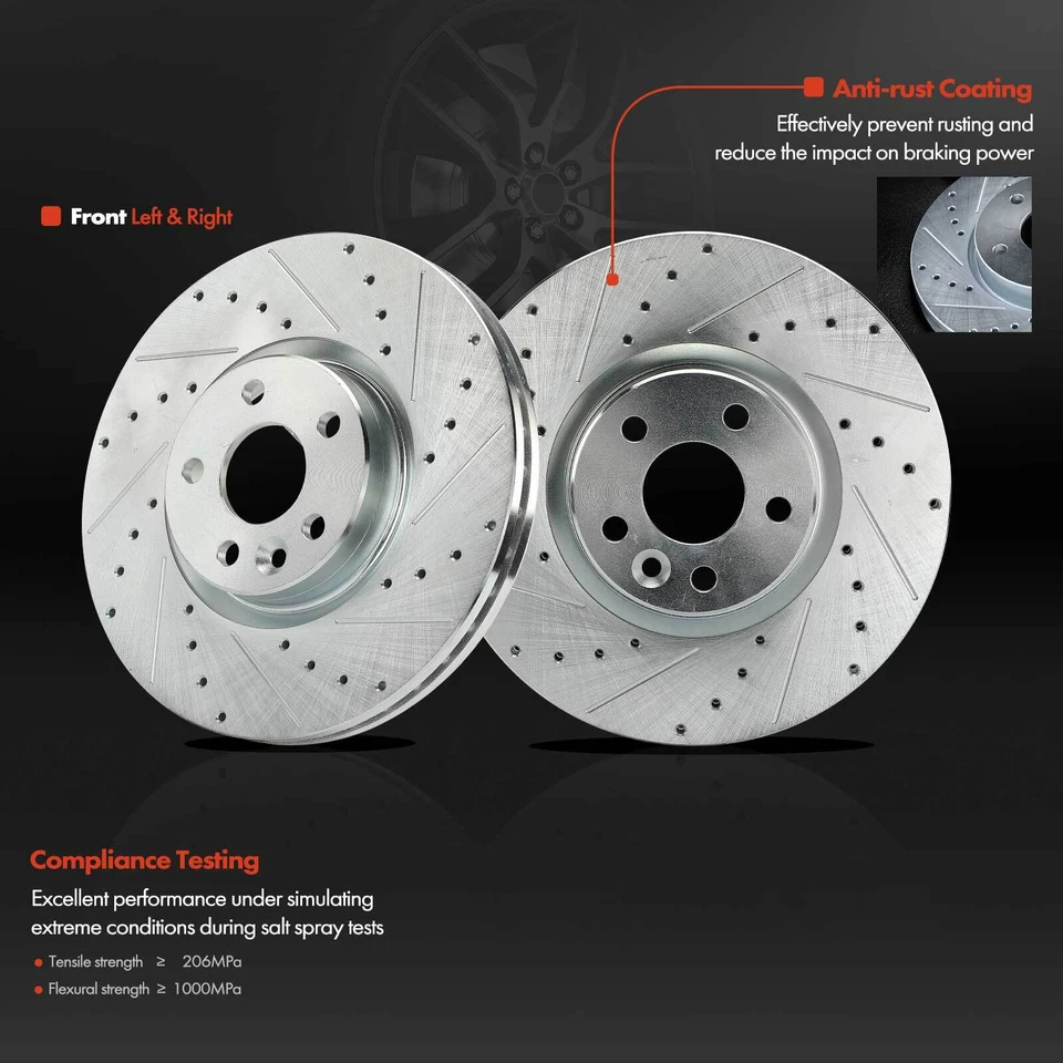Rotores de freno delanteros perforados izquierda y derecha y pastillas de freno de cerámica para Volvo XC60 2016-2017 Foto 4 de 4