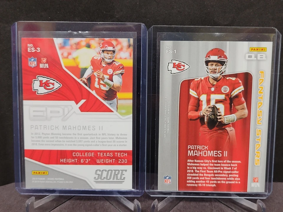 2019 Score Epix Season #3 & Fantasy Stars #1 Patrick Mahomes II Lot - Image 2 of 2