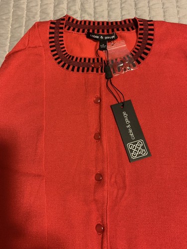 CABLE AND GAUGE CARDIGAN Red SIZE Small 