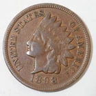 1898 Indian Head Penny, coin is a Very Fine small cent (8+ items ship for free)