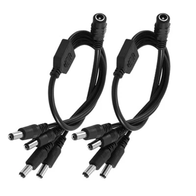 InstallerCCTV 1 Female to 4 Male CCTV DC Power Pigtail Cable Splitter,2 Pack