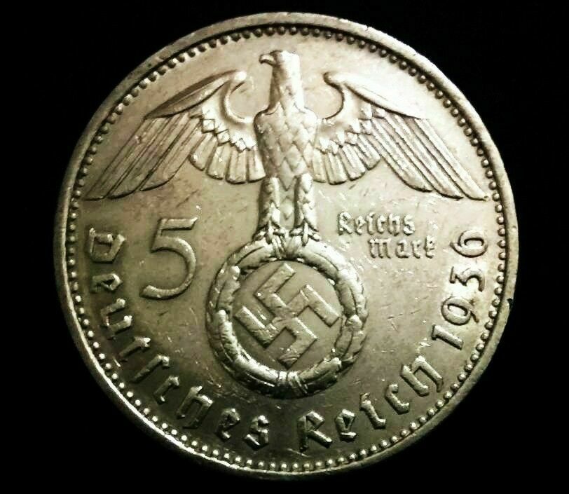 Rare WWII German 5 Reichsmark SILVER Coin with EAGLE - Historical 