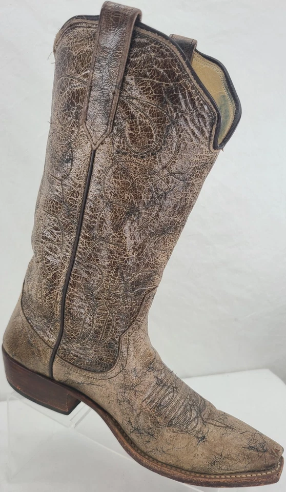 Botas occidentales para mujer Rios of Mercedes 2650 de cuero marrón cosidas EE. UU. 8 Foto 2 de 4