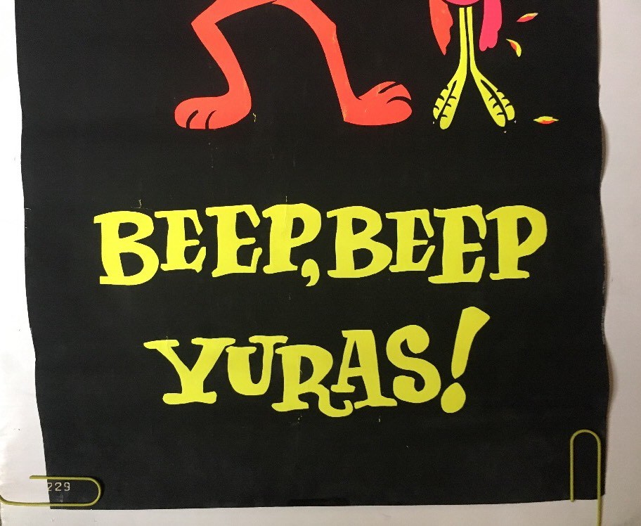 Roadrunner & Coyote Original Vintage Black Light Poster Beep