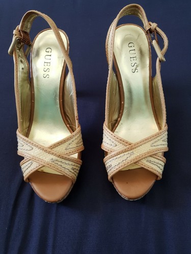 GG MID-HEELED SLINGBACK 4.5 CM IN PALE GRAY CANVAS