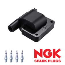 Ignition Coil & 4 NGK Iridium Spark Plugs for 1989-1991 Daihatsu Charade 1.3L I4