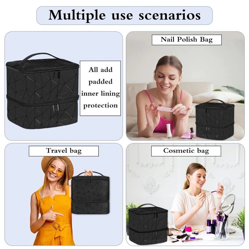 PU Leather Nail Kit Carrying Case Manicure Tools Storage Bag Outdoor - Image 3 of 4