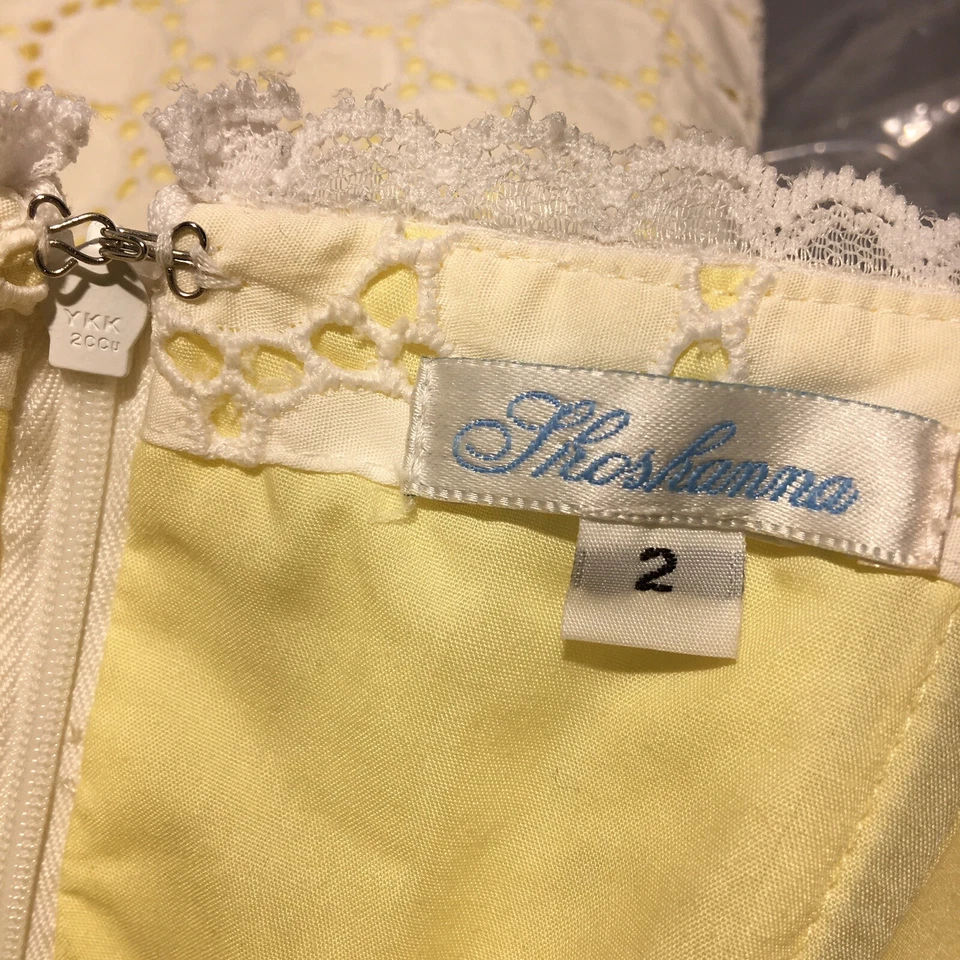 Vestido feminino Shoshanna Nicolette marfim renda sobre amarelo sem alças tamanho 2 - Imagem 4 de 4