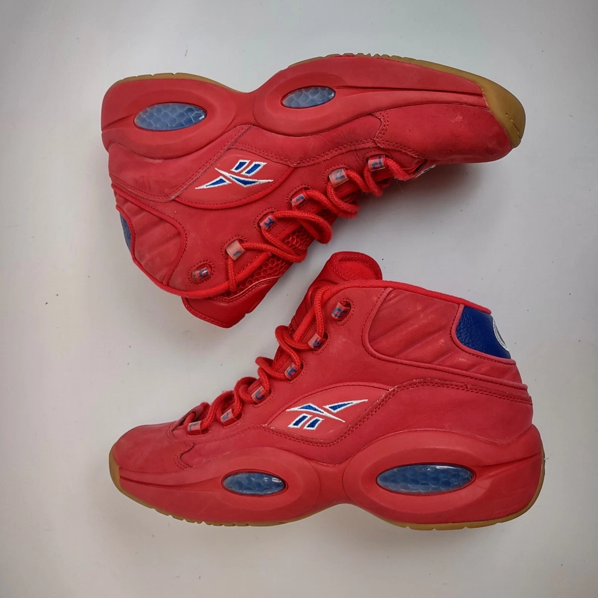 Reebok Question Mid Packer Shoes Iverson Practice 76ers Red Blue
