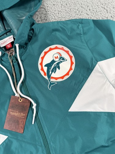 Mitchell Ness Miami Dolphins Windbreaker Jacket Mens Medium Colorblock Throwback - Picture 5 of 12