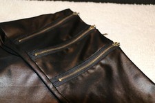 woman's BLACK Leather-Like Zippered Leggings Size SMALL