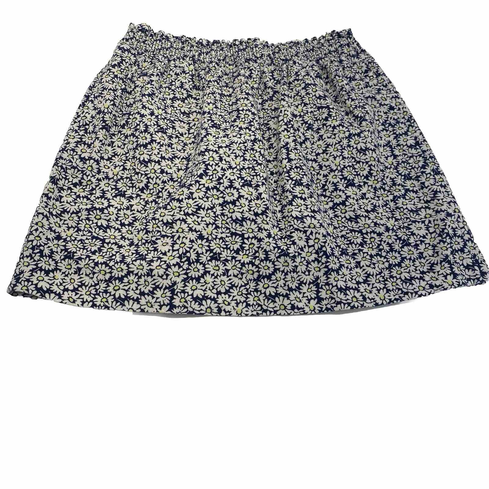 J. Crew Daisy Floral Cotton Linen Blend A-Line Mini Skirt Navy Women's Size 12