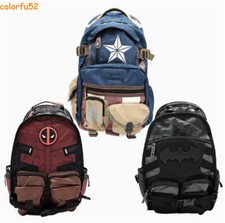 Marvel Captain America Batman Deadpool Backpack Zipper Shoulder Bag Schoolbag