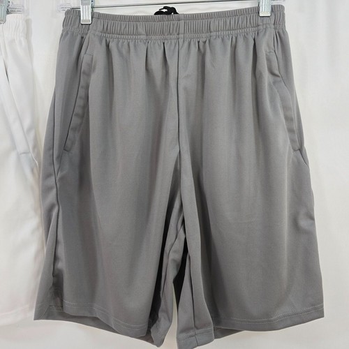 Pressei Workout Shorts Men's S Drawstring Pockets 2 pairs 1 gray 1 white NWOT - Picture 3 of 9