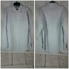 Chaps White Purple Striped Long Sleeve Dress Shirt M
