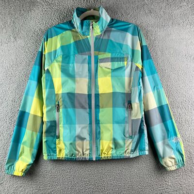 The north face windbreaker colorful plaid zip up jacket small