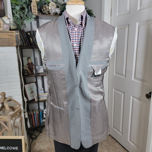 BACHRACH Men's Sport Coat Blazer Two Button Gray Striped Size 42L Made in ITALY - Picture 10 of 12