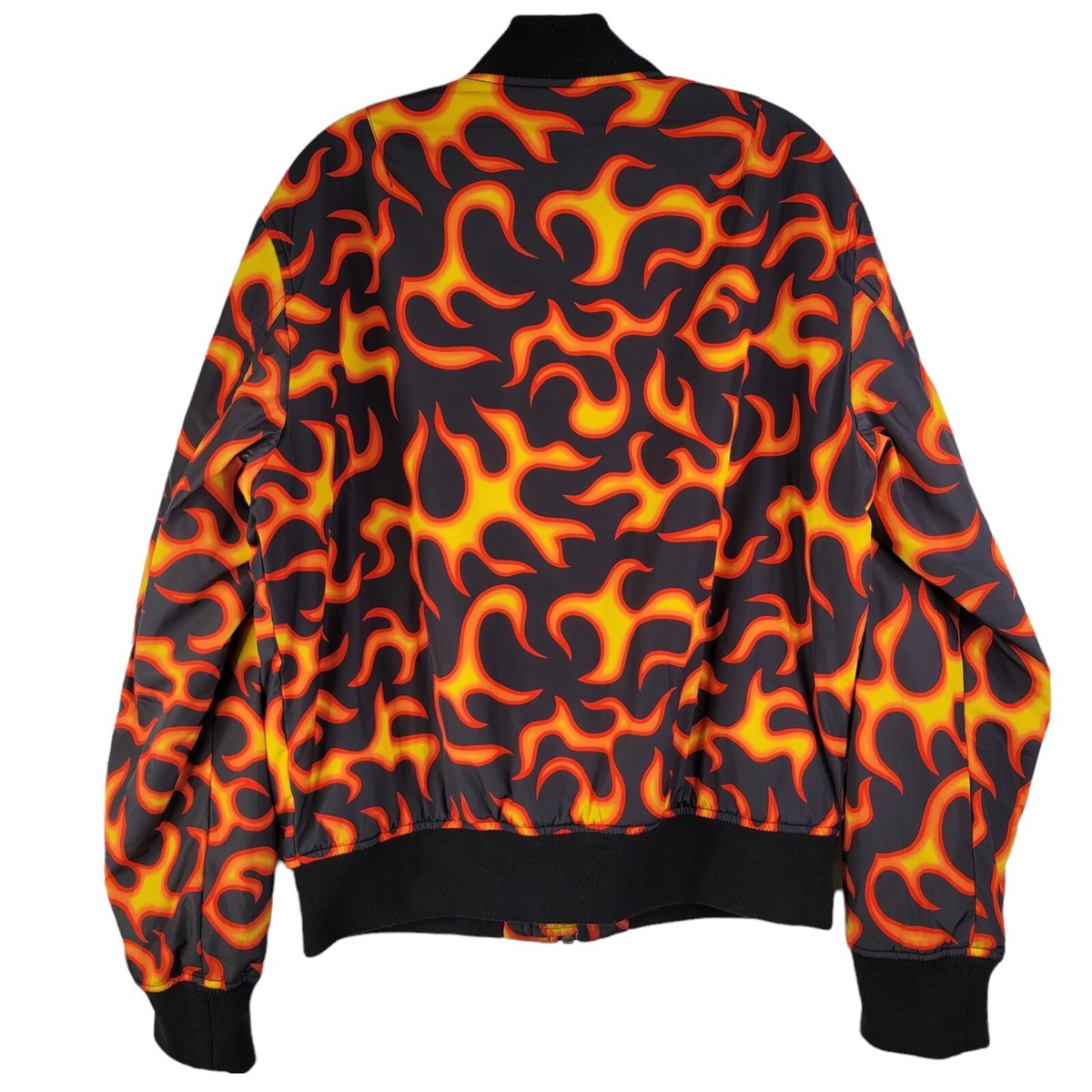 円高還元 Moschino Love Black Size Graphic Fire Flames Jacket Bomber トップス