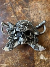 Rare Vintage 1993 Pagan Made In England Pirate Skull Jolly Roger Belt Buckle