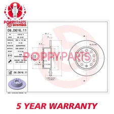 Fits Skoda Octavia 2012-2020 Brake Discs Rear Poppy 5Q0615601C 5QD615601B