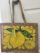 Trader Joe's Lemon Lime Tote Reusable Jute Burlap Bag NEW NWT FREE SHIPPING