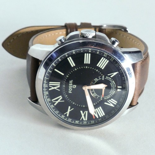 FTW1156 Fossil Grant Hybrid Leather Brown Black Silver Watch Men - Hybrid  796483360112 | eBay