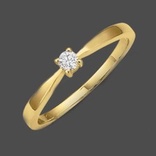 Echt Gold 585 14 Kt Brillant 0,10 ct Frauen Verlobungsring Solitär Antrags Ring
