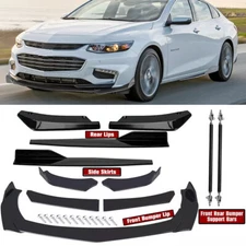 For Chevrolet Malibu Front Rear Bumper Lip Spoiler Splitter Body Kit +Side Skirt