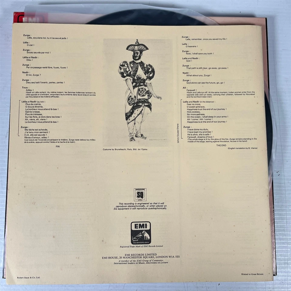 Les Pecheurs de Perles Georges Pretre 1978 Double Vinyl Record Quadraphonic - Image 4 of 4