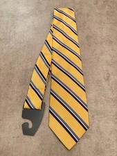 Brooks Brothers Yellow With Blue/Navy/White Stripes 100 Silk Men's Necktie 58"