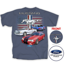Ford Mustang Fox Body Flag Indigo T-shirt 3rd Gen 5.0 Gt 302 Official Licensed