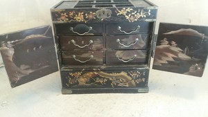 Antique Japanese lacquered Table top Cabinet
