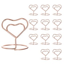 12pcs Table Number Holders Heart 40mm Tall 35mm Base Width Mini Rose Gold