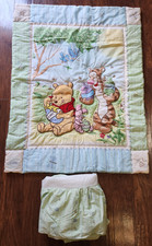 Vintage Winnie the Pooh Tigger Piglet Crib Quilt  Dust Ruffle Crown Crafts READ