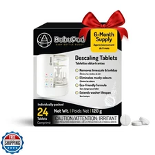 BUBUPOD Descaling Tablets- 24 count- For Baby Bottle Washers- Removes Scale a