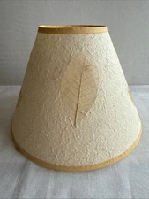 Vintage Pressed Paper Lampshade Leaves Earth Tone Leaf Design Neutral Colors