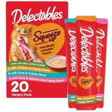 Delectables Squeeze Up Catnip Variety Pack, Creamy Squeezable Puree, Lickable...