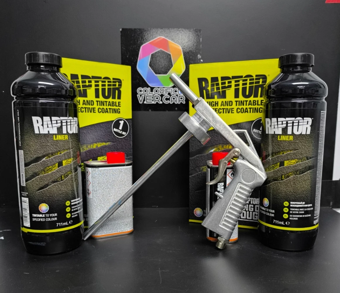 U-POL RAPTOR PINTURA CASCADA A PRUEBA DE ARAÑAZOS COLORIDOS 2 KITS CON PISTOLA