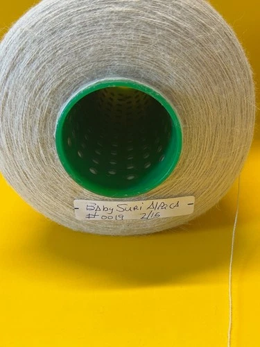 NICE Spool Cone Peru 2/15 BABY SURI Alpaca Merino Yarn 2lb 3oz 1000gr 0019 Cream image 4