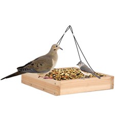 WWCF23 Rot Resistant Cedar Hanging Tray Bird Feeder with Fresh Seed Tray, Pla...